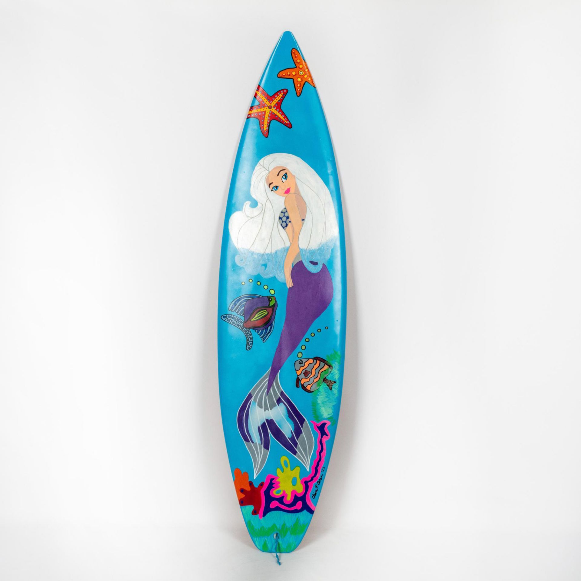 Claire Cohen (American b. 1958) Acrylic on Surfboard, Signed - Image 2 of 8