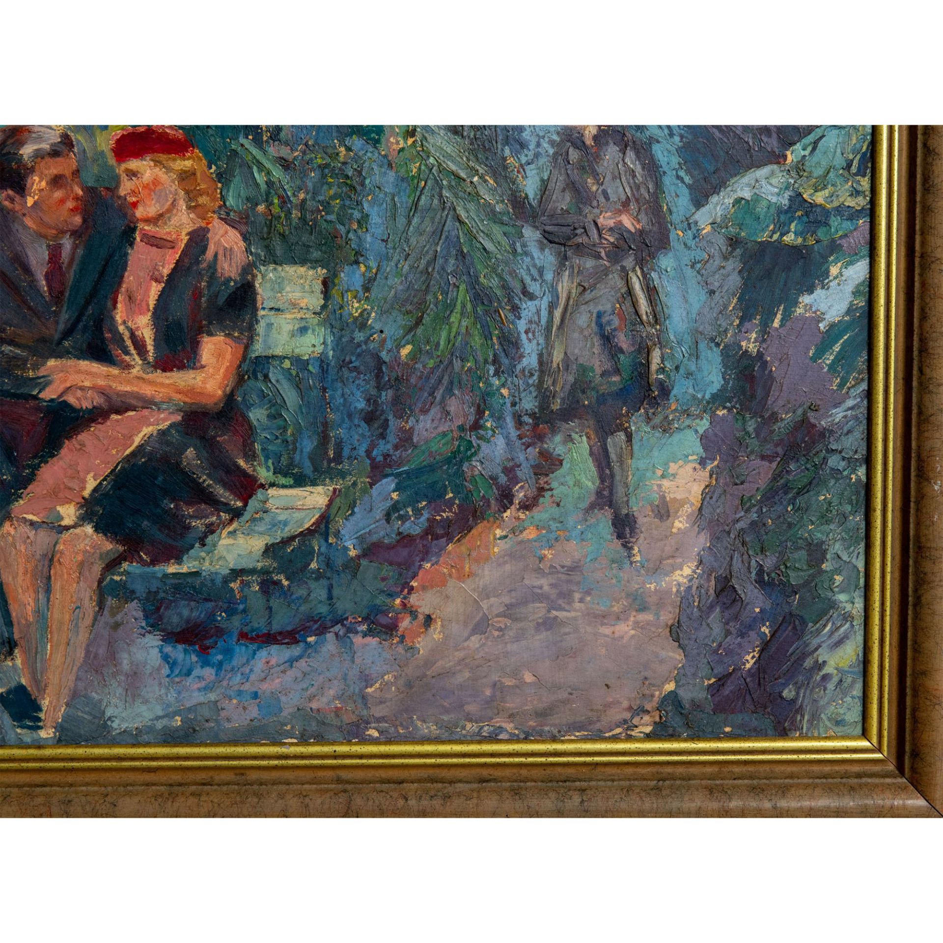 Original Oil on Board, Lovers in a Botanical Garden - Image 3 of 5