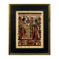 Vintage Karnak Painting on Papyrus Paper, Signed