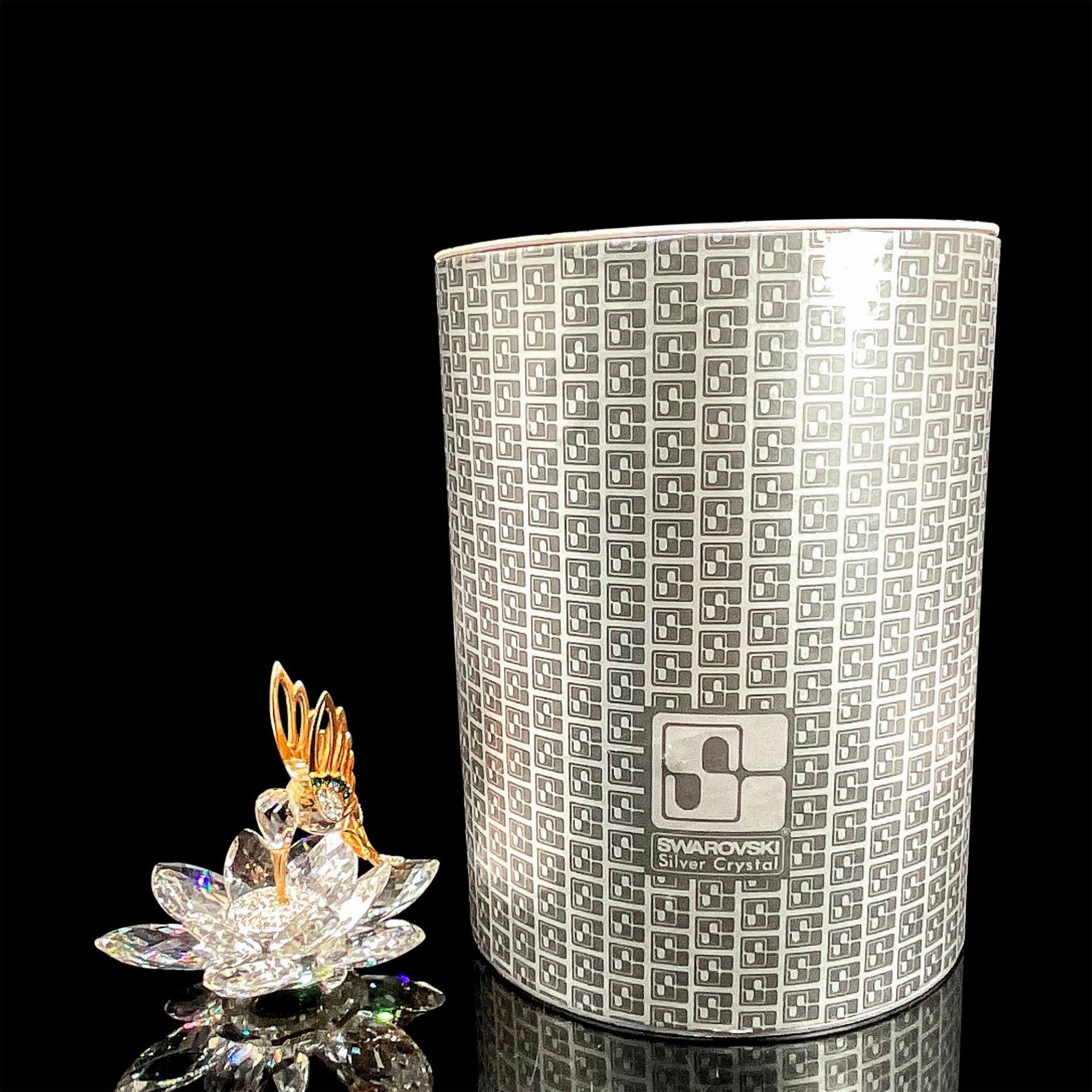 Swarovski Silver Crystal Figurine, Gold Hummingbird On Lotus - Bild 2 aus 5