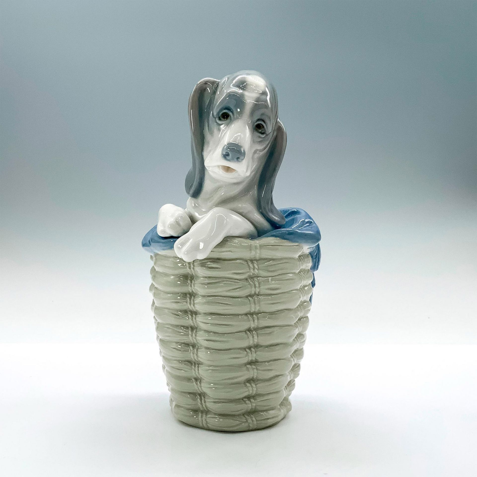 Dog in Basket 1001128 - Lladro Porcelain Figurine