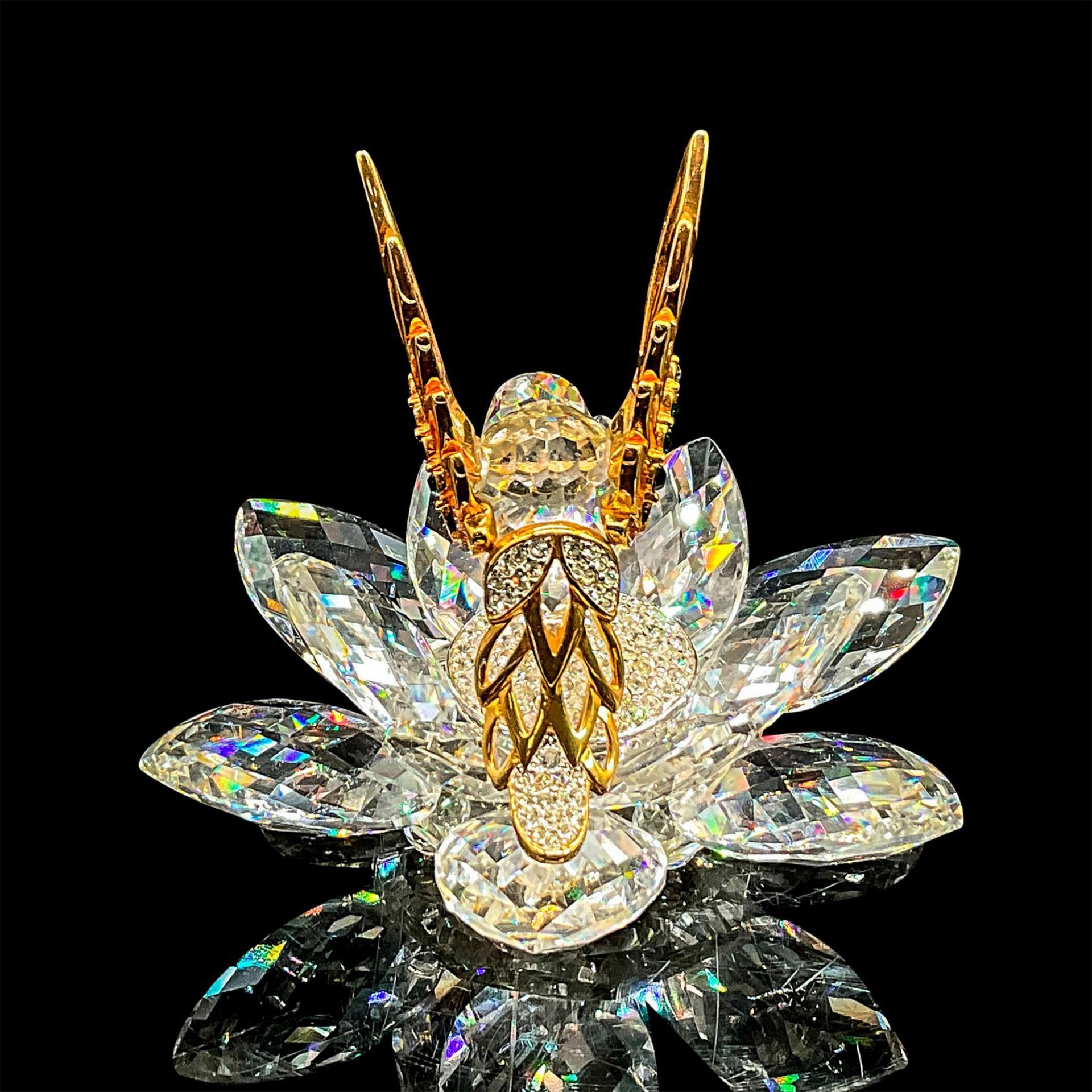 Swarovski Silver Crystal Figurine, Gold Hummingbird On Lotus - Bild 4 aus 5