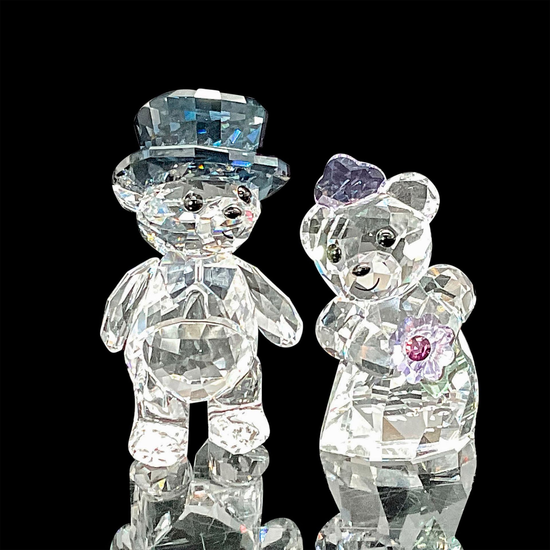 Pair of Swarovski Crystal Figurine, Kris Bears Bride & Groom