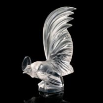 Lalique Crystal Hood Ornament, Coq Nain