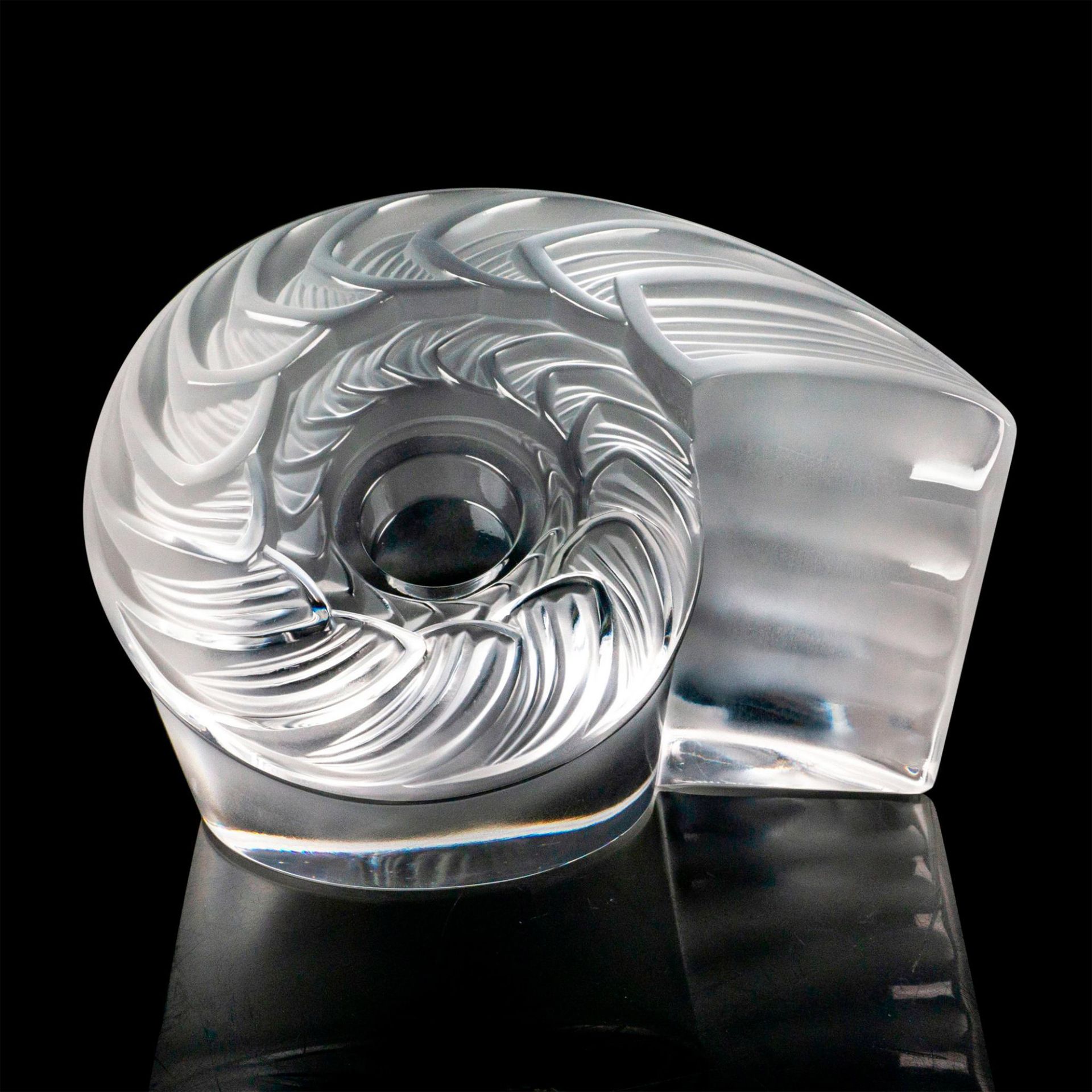 Lalique Crystal Nautilus Clock Sculpture