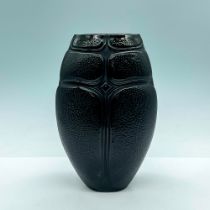 Lalique Crystal Black Vase, Scarab