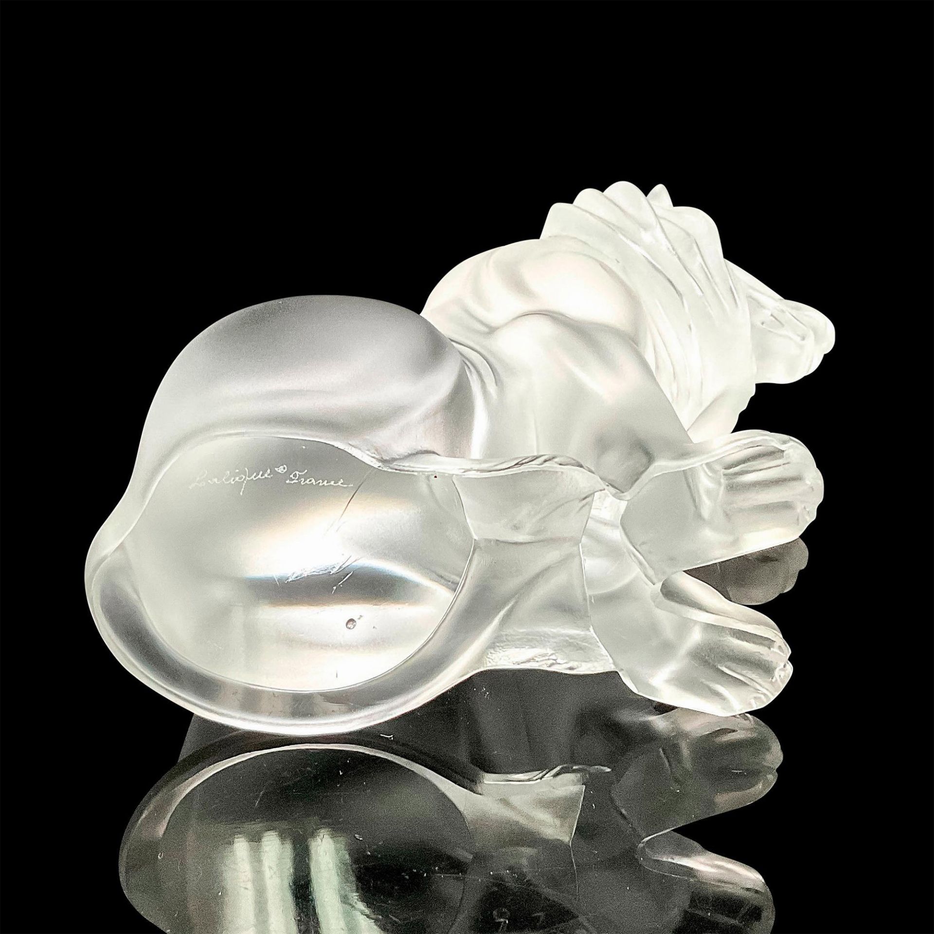 Lalique Satin Crystal Lion Sculpture, Bamara - Bild 3 aus 3