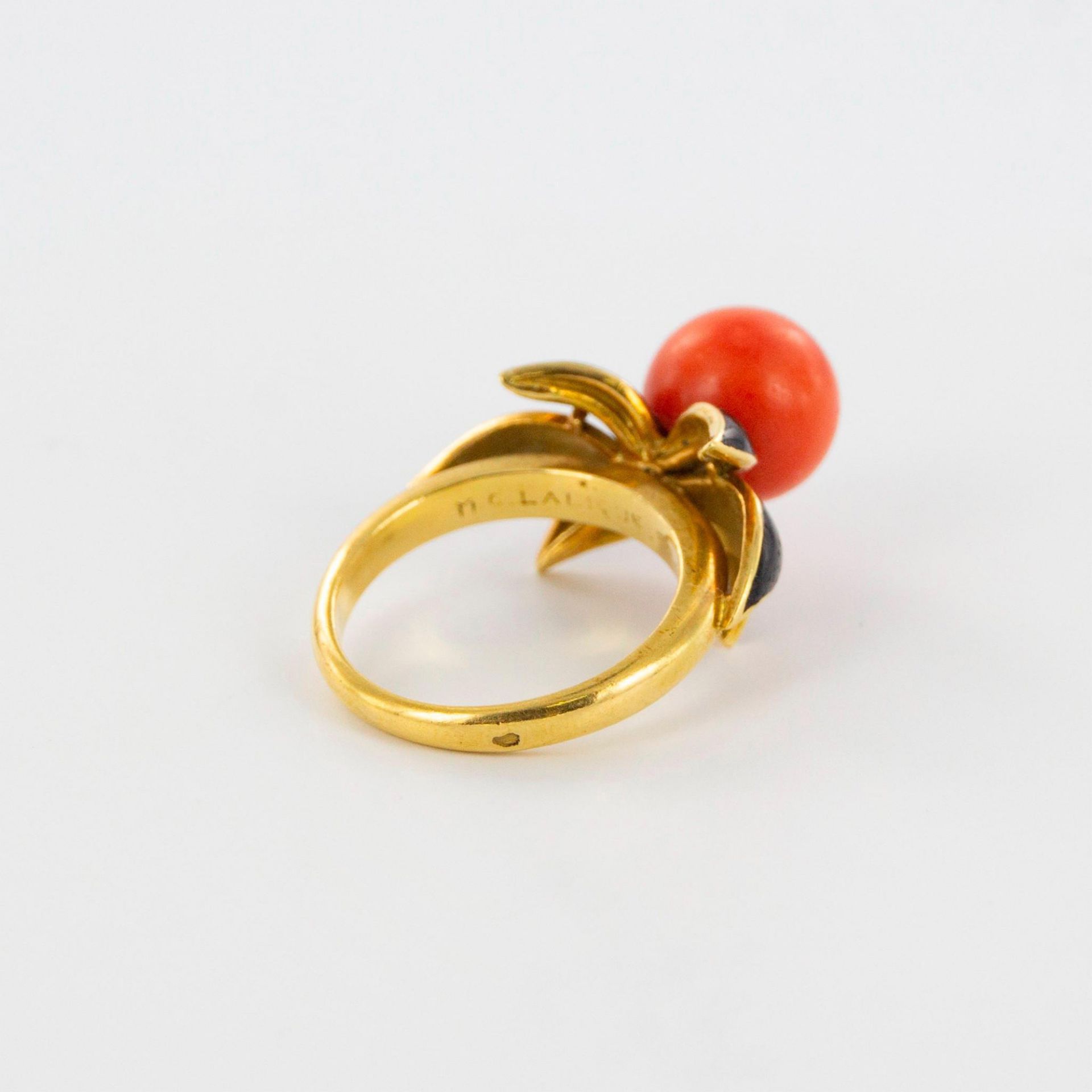 Marie-Claude Lalique 18K Gold Enamel Flower Ring - Bild 5 aus 8