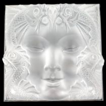 Rene Lalique (French, 1860-1945) Crystal Plaque, Masque de Femme