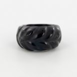 Lalique Black Carved Glass Ring