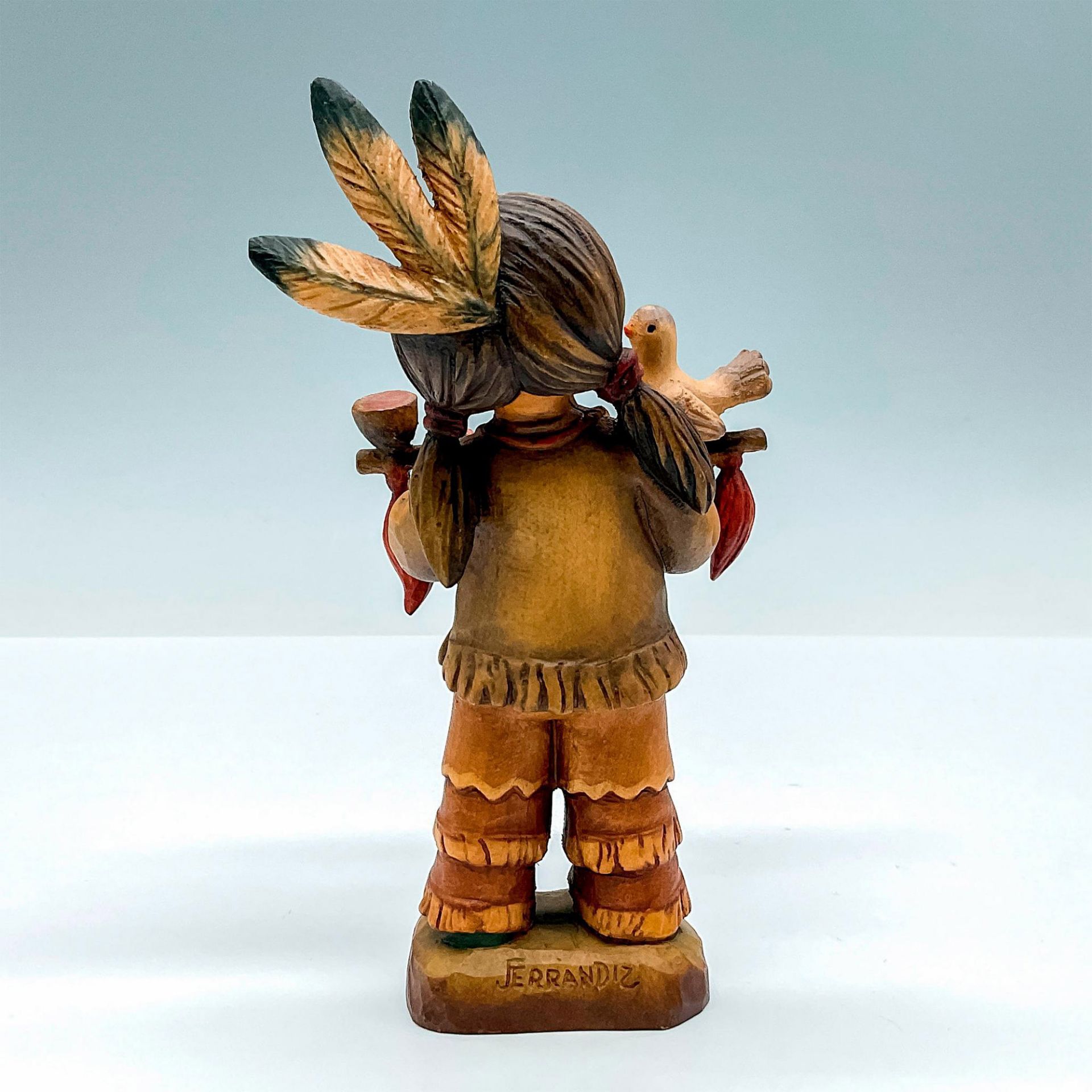Anri Italy Wood Carved Figurine, Peace Pipe - Image 2 of 3