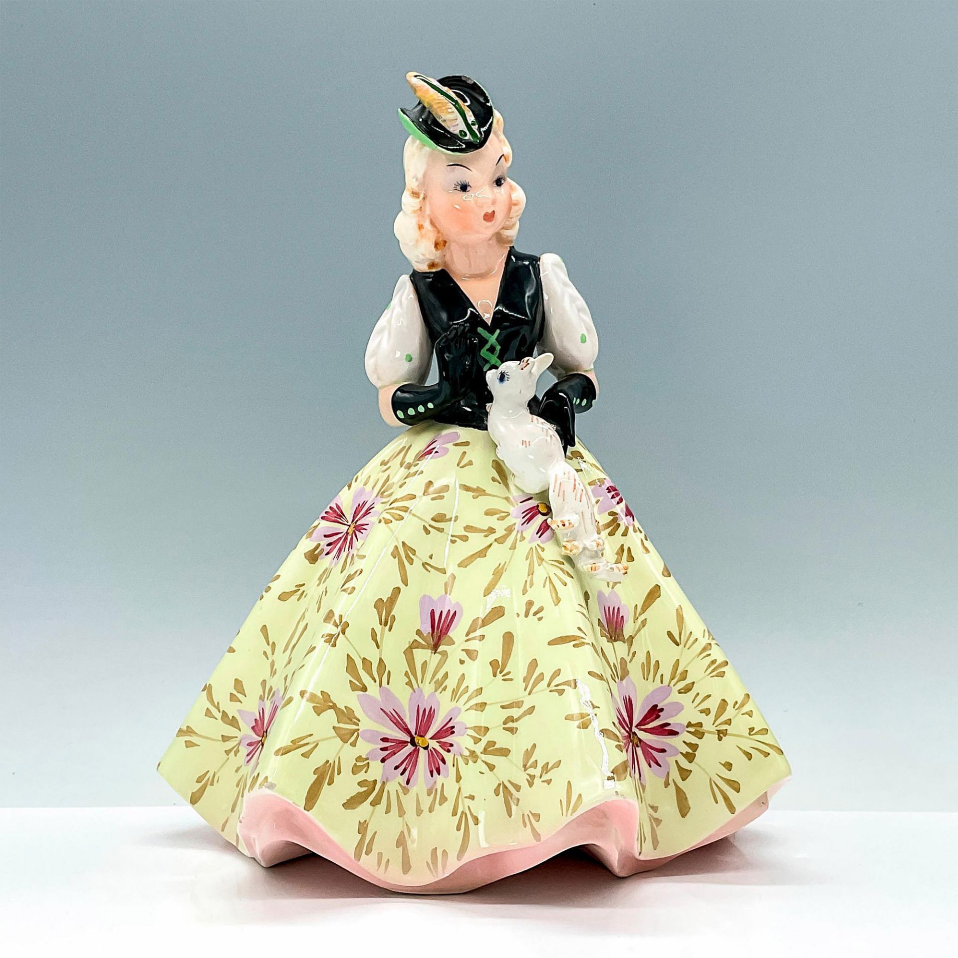 Cadel Italy Porcelain Figurine, Lady with Pet