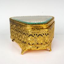 French Gold Ormolu Gold Gilt Filigree Jewelry Box