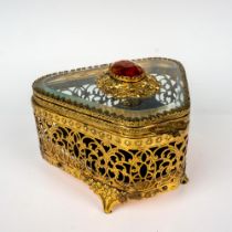 French Ormolu Gold Gilt Filigree Jewelry Box