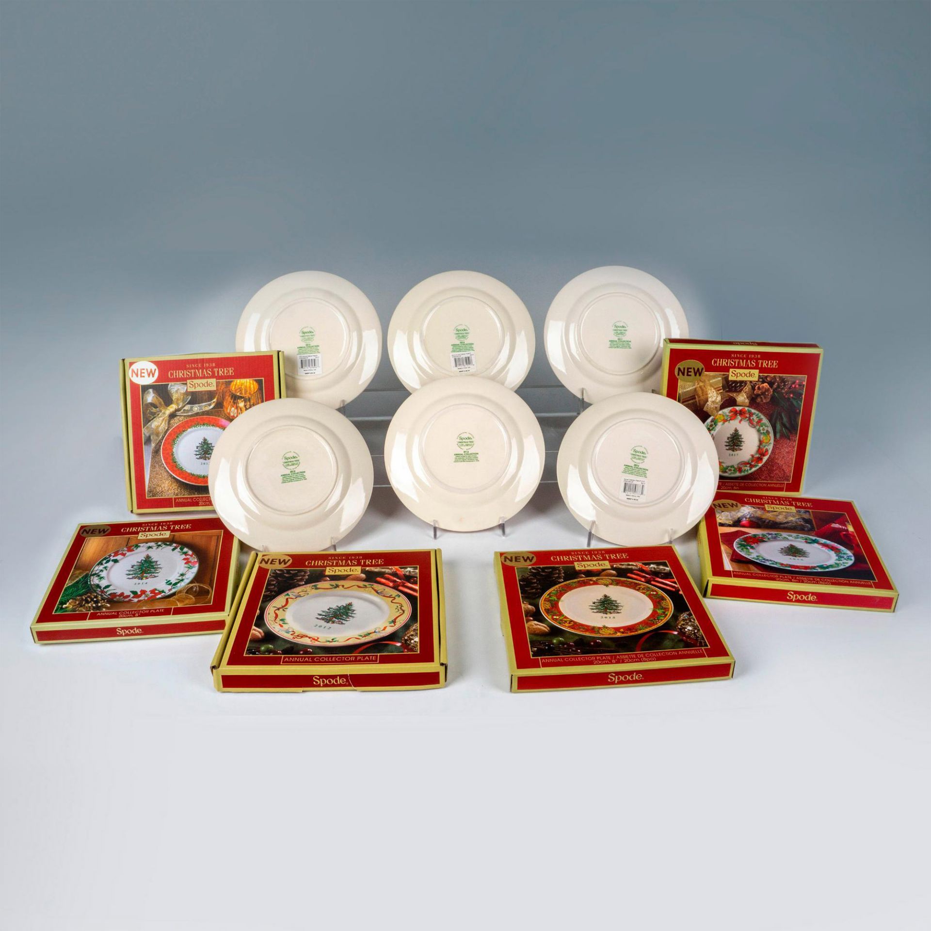 6pc Spode Porcelain Christmas Tree Year Plates, 2012 to 2017 - Bild 3 aus 3