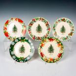 5pc Spode Porcelain Christmas Tree Year Plates, 2018 to 2022