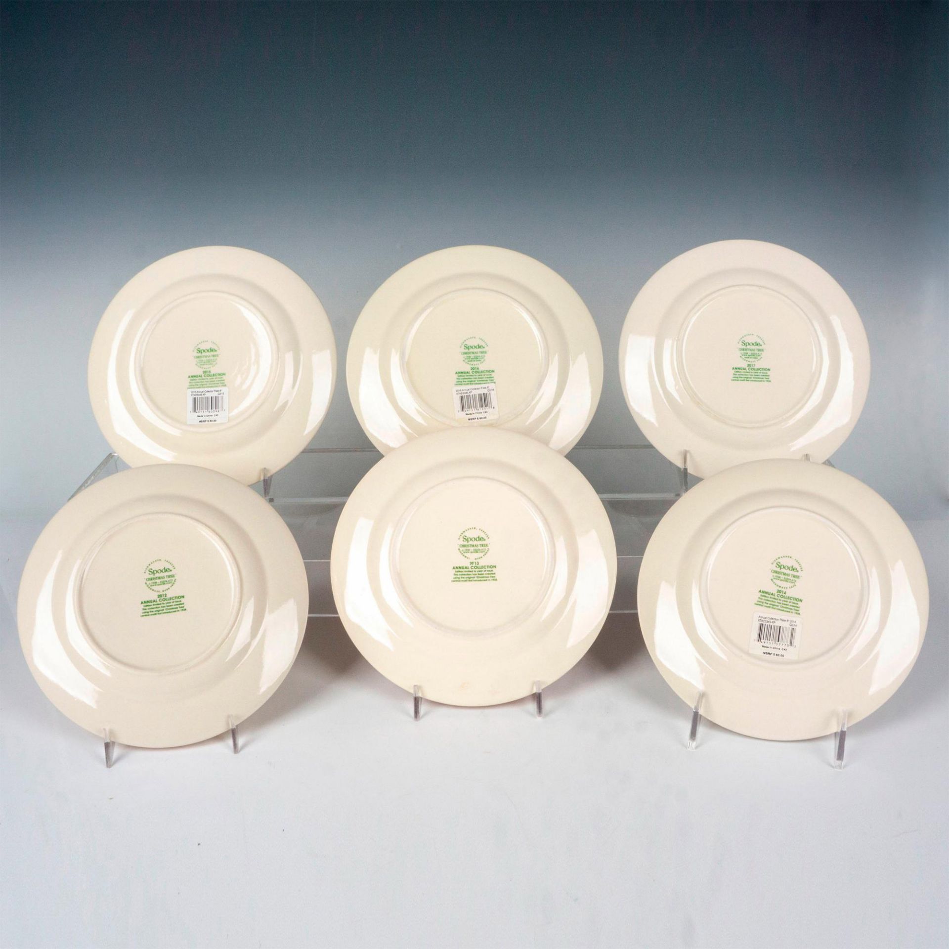 6pc Spode Porcelain Christmas Tree Year Plates, 2012 to 2017 - Bild 2 aus 3