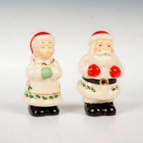 2pc Lenox Salt and Pepper Shakers, Santa and Mrs. Claus