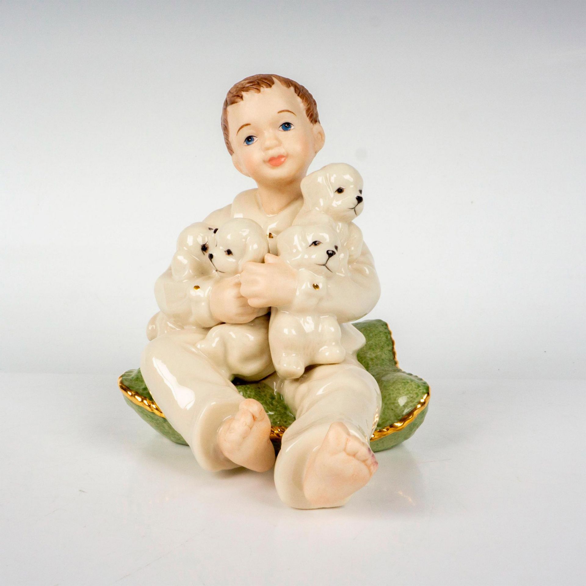 Lenox Fireplace Collection Figurine, Boy Holding Dogs