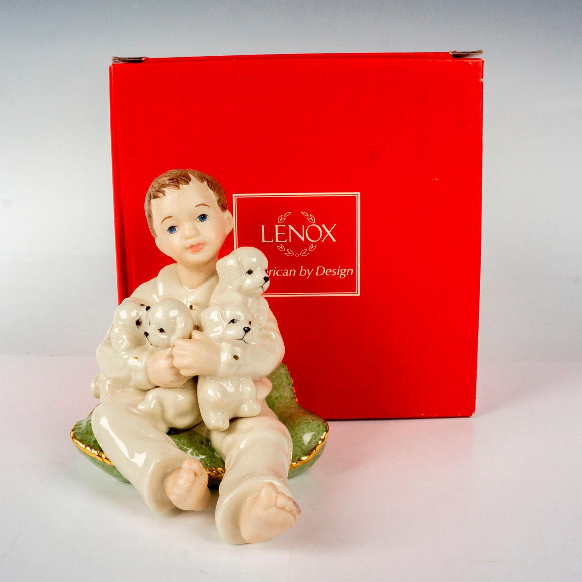 Lenox Fireplace Collection Figurine, Boy Holding Dogs - Image 4 of 4