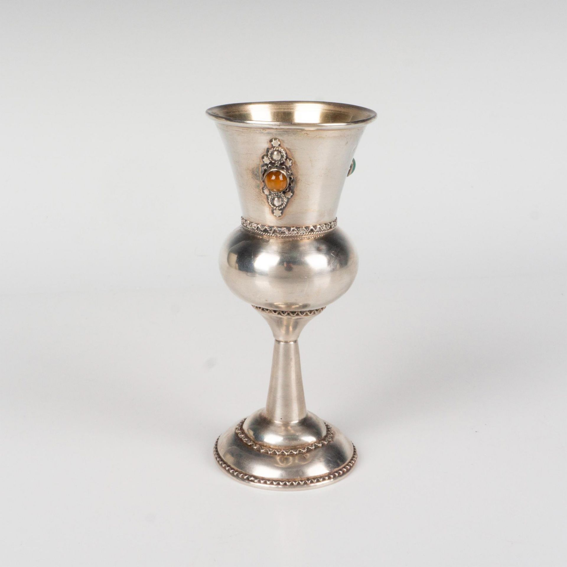 Sterling Silver Kiddush Cup with Semi-Precious Stones - Image 2 of 5