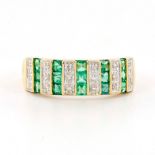 Designer 14K Yellow Gold, Emerald, and Diamond Band Ring
