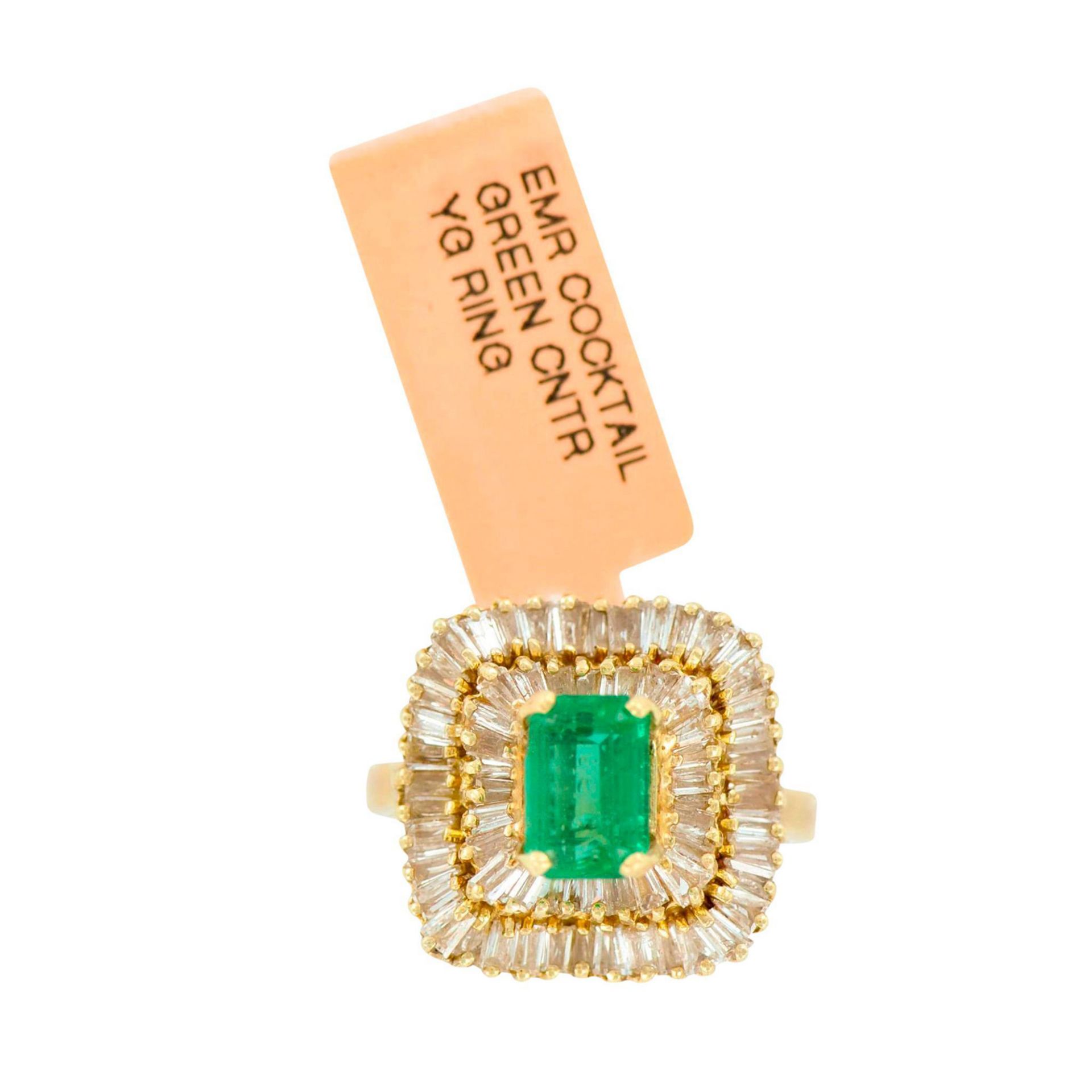Gorgeous 4.75ctw Emerald and Diamonds 14K Yellow Gold Cocktail Ring - Bild 2 aus 6
