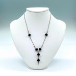 Elegant Sterling Silver and Black Glass Bead Drop Necklace