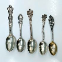 5pc Sterling Silver Astrology and Floral Spoons