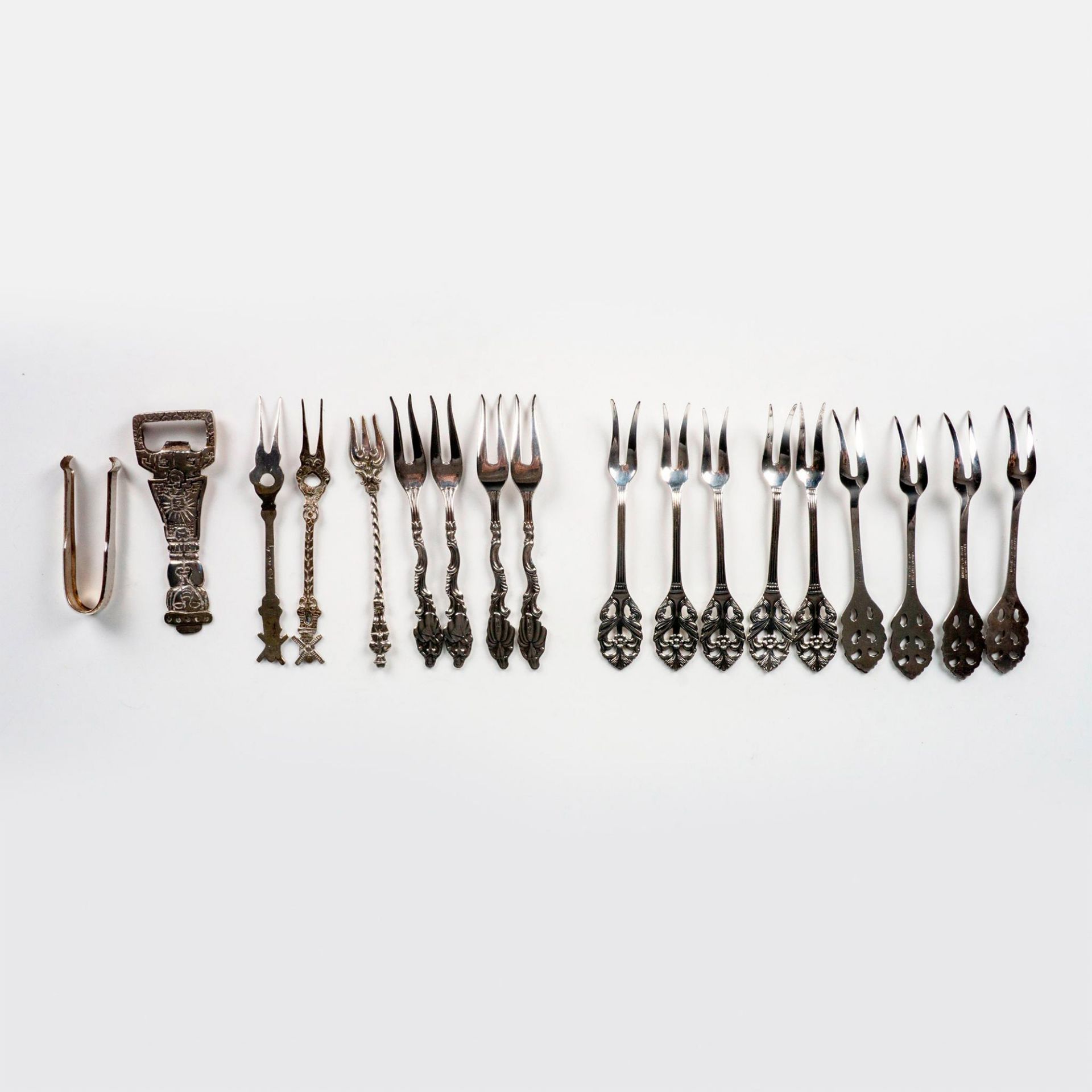 18pc Assorted Vintage Sterling Silver Cocktail Utensils