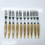 10pc Japanese Stainless Steel Floral Cocktail Forks