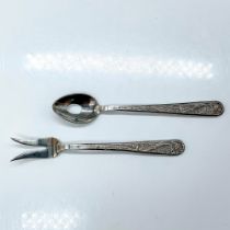 2pc Vintage Silver Plated Lemon Fork and Slotted Spoon