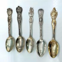 5pc Sterling Silver Souvenir Spoons