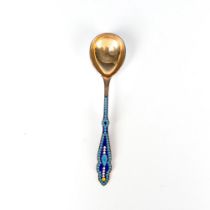 Rare Russian Cloisonne Enamel Gilded Silver Spoon