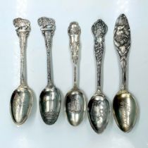 5pc Sterling Silver Buffalo, NY Souvenir Spoons