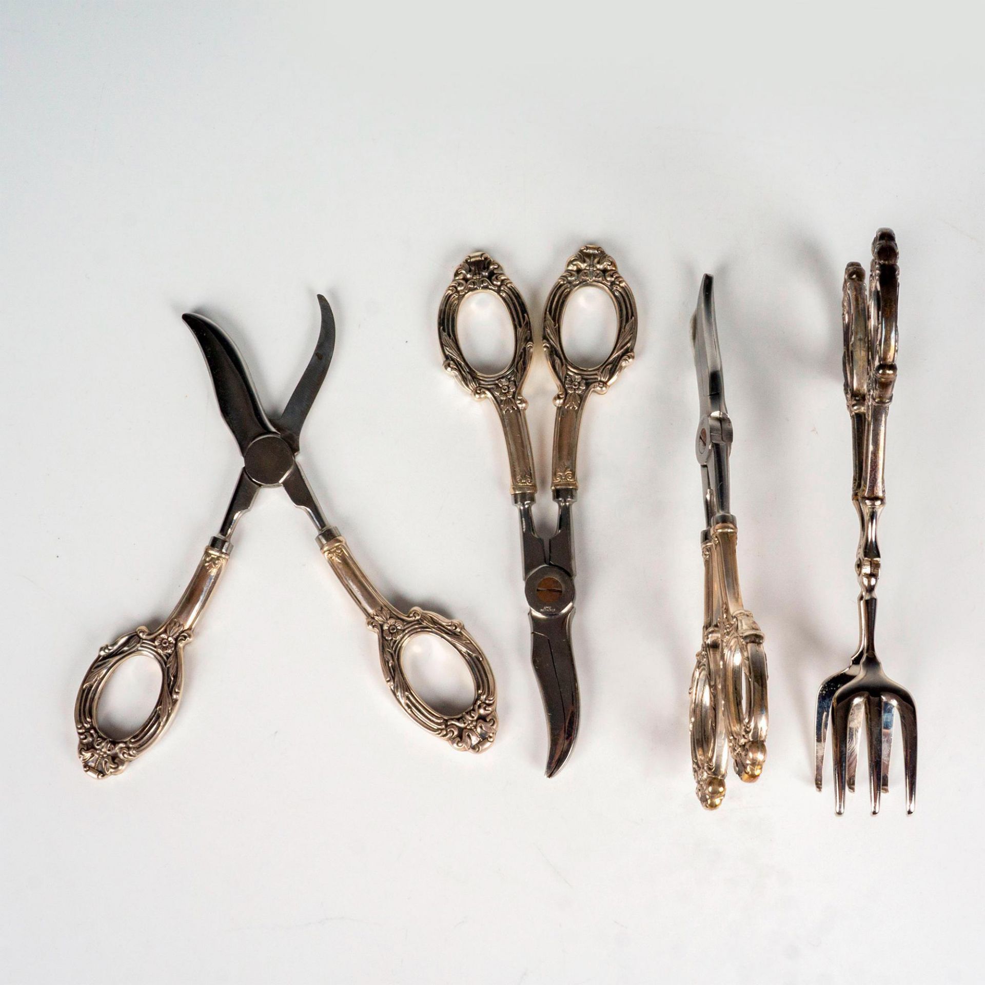 4pc Sterling Silver Italian and German Shears and Tong - Image 2 of 2