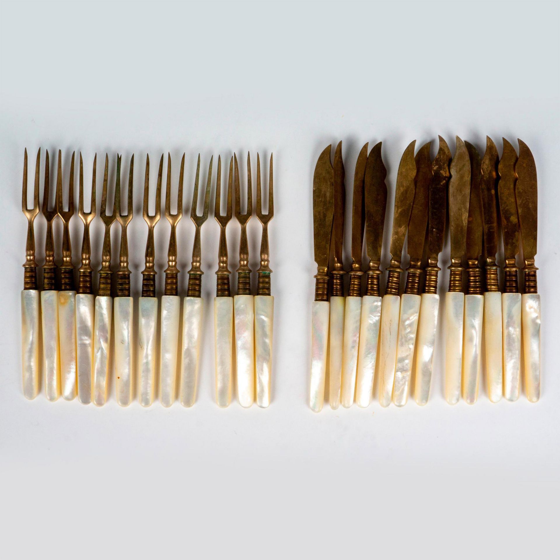 24pc Mother of Pearl Cheese Fork + Knives