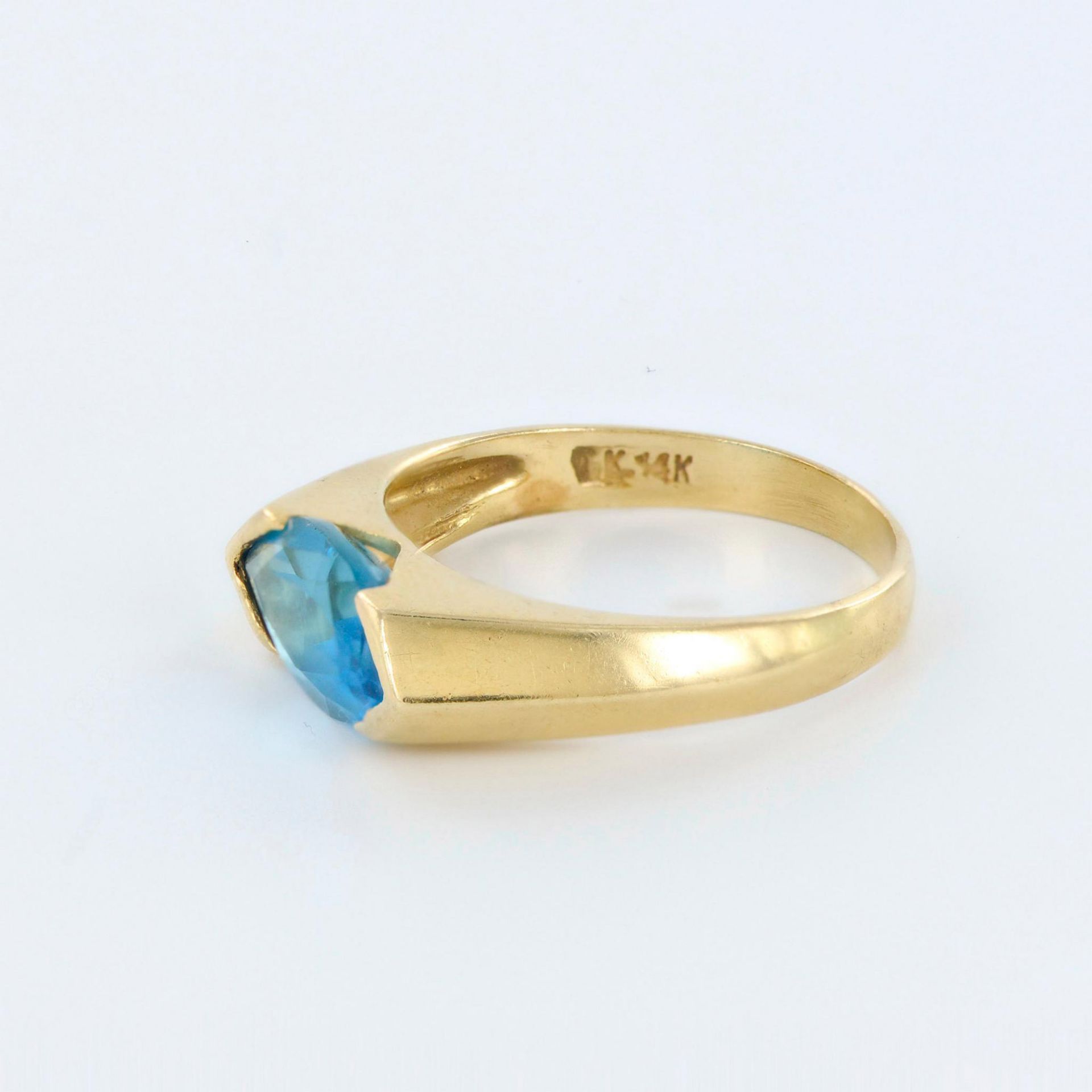 14K Yellow Gold and Blue Topaz Ring - Bild 4 aus 7