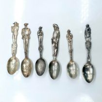 6pc Sterling Silver Collector's Souvenir Spoons