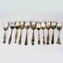 11pc Sterling Silver Spoon Souvenir Spoons