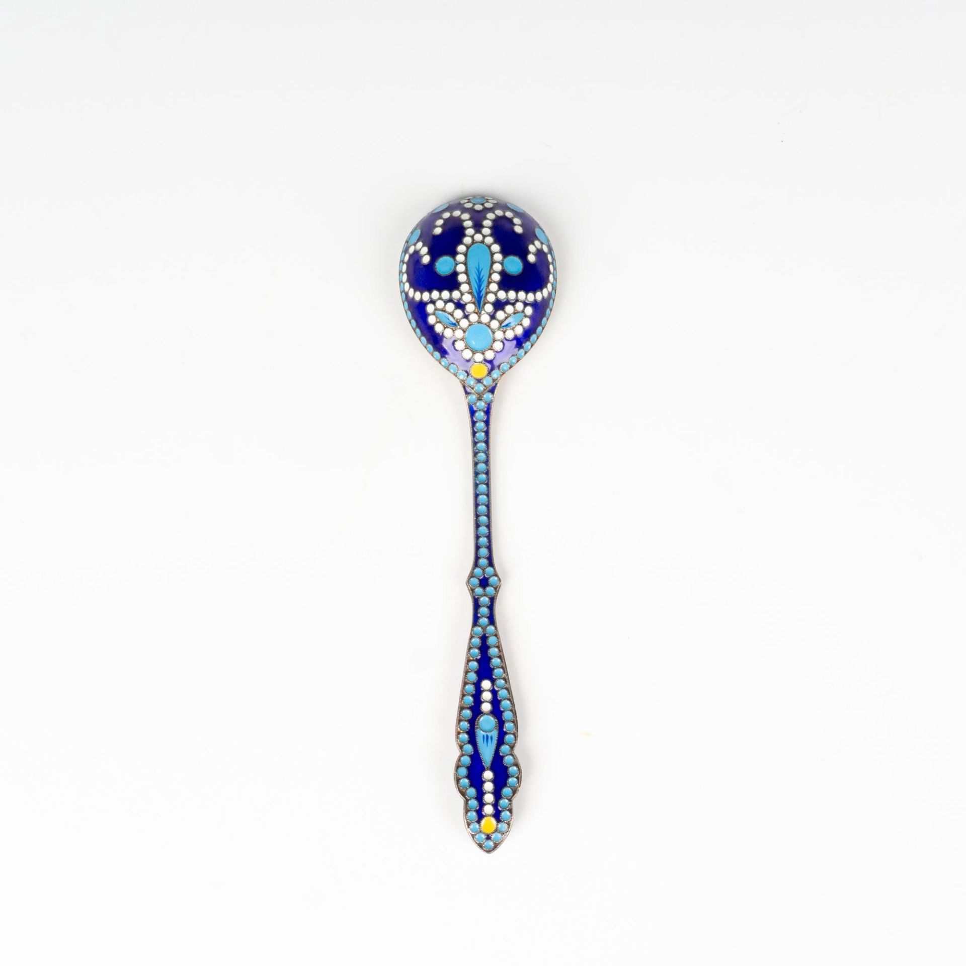 Rare Russian Cloisonne Enamel Gilded Silver Spoon - Image 3 of 3