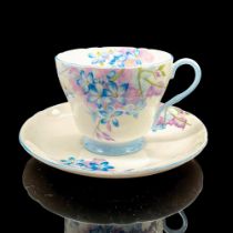 2pc Shelley England Cup and Saucer, Blue Spray