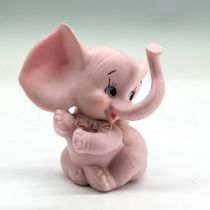 Vintage Bisque Porcelain Figurine, Pink Elephant