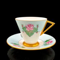 2pc Shelley England Art Deco Cup and Saucer, Roses