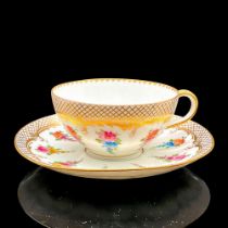 2pc Dresden Cup and Saucer, Spring Flowers