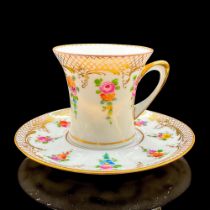 2pc Dresden Demitasse Cup and Saucer, Spring Flowers