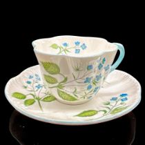 2pc Shelley England Cup and Saucer, American Brooklime
