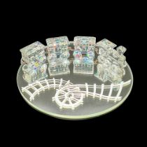 4pc Swarovski Silver Crystal Figurines + Base, Train Set