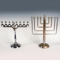 2pc Vintage Art Deco Metal Menorahs