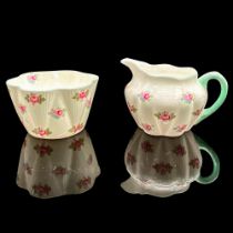 2pc Shelley England Creamer and Sugar Bowl, Rosebud